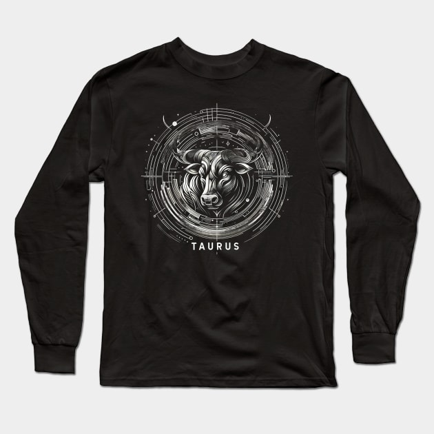 Elegant Taurus Zodiac Design Long Sleeve T-Shirt by crazytshirtstore